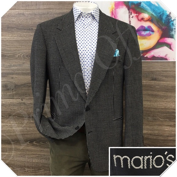 VINTAGE MARIOS Mens Blazer Sport Coat 2 Button‎ Casual Jacket Size 46R Wool Suit